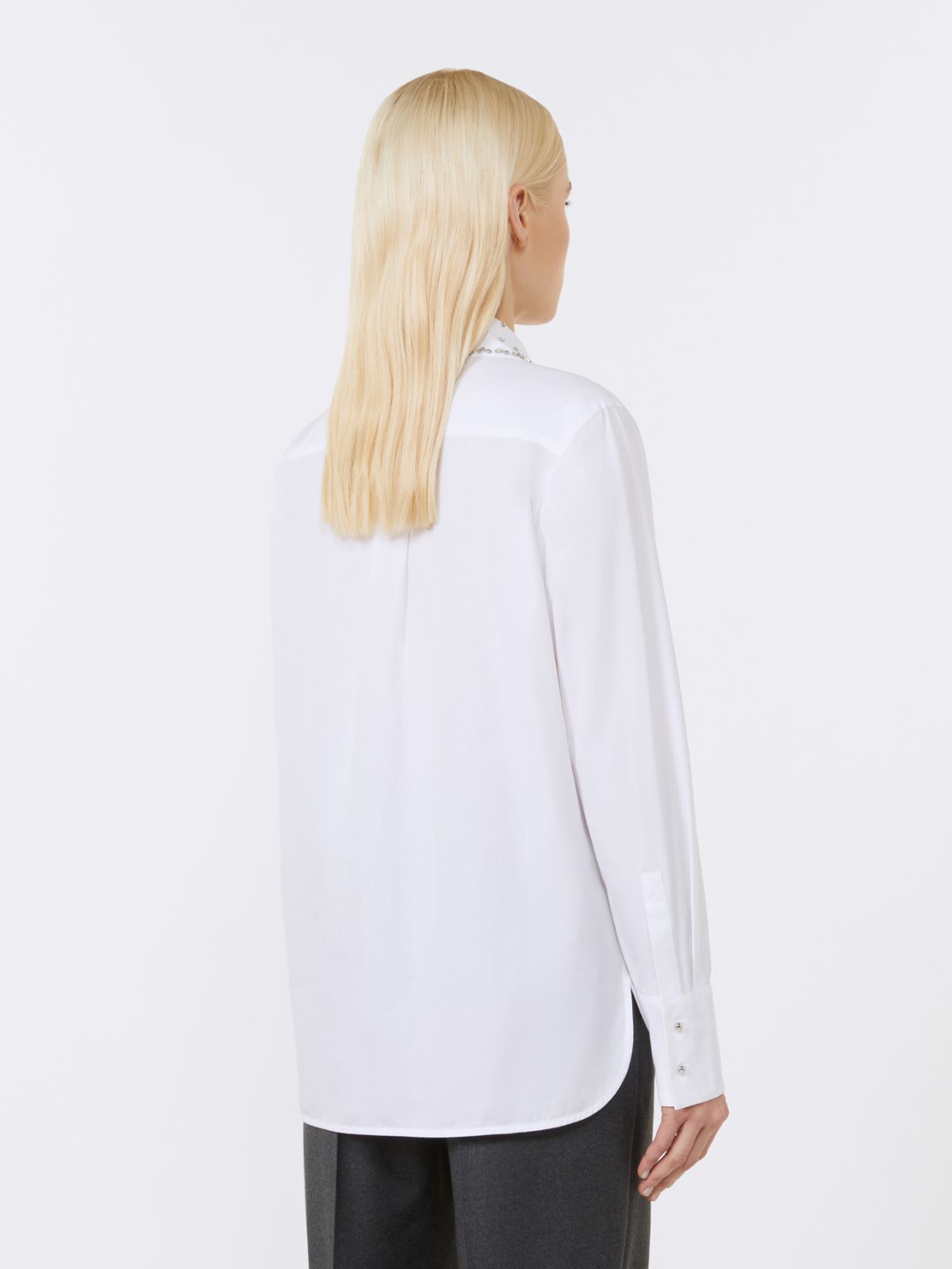 Crystal-adorned poplin shirt - OPTICAL WHITE - Max Mara - 3