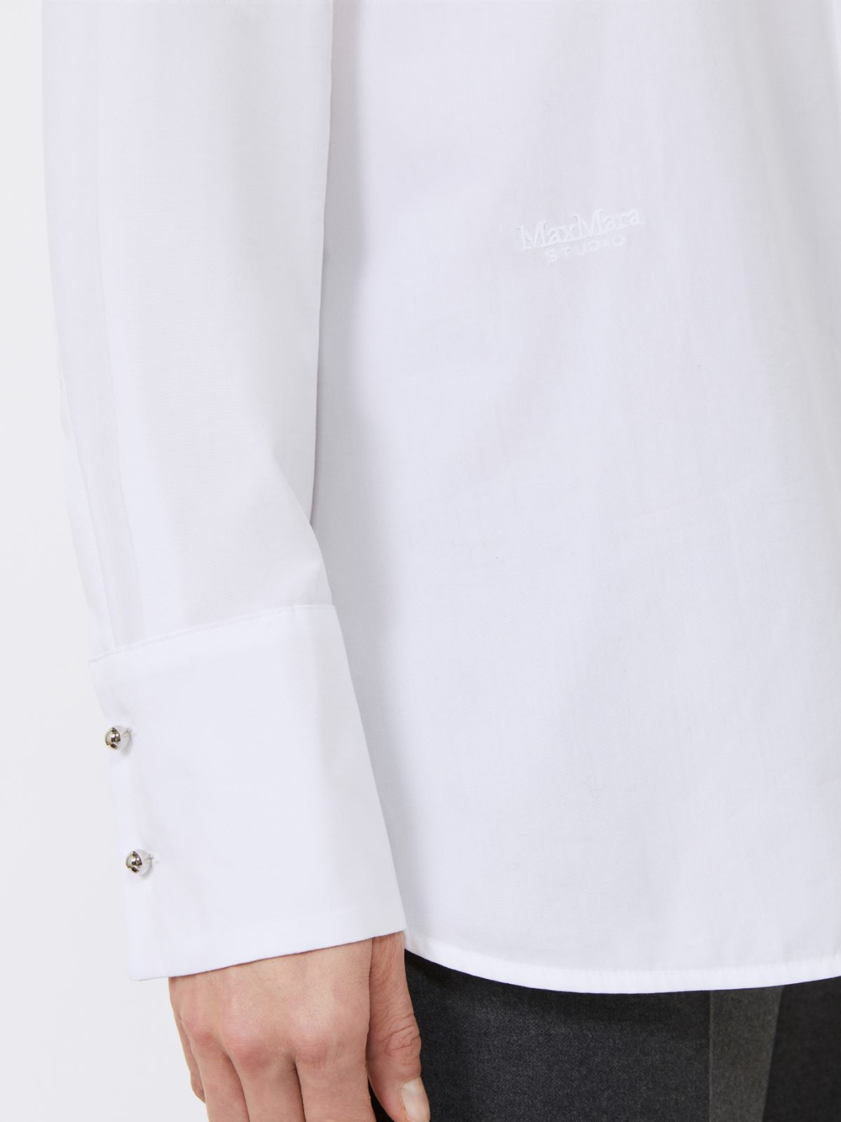 Crystal-adorned poplin shirt - OPTICAL WHITE - Max Mara - 5