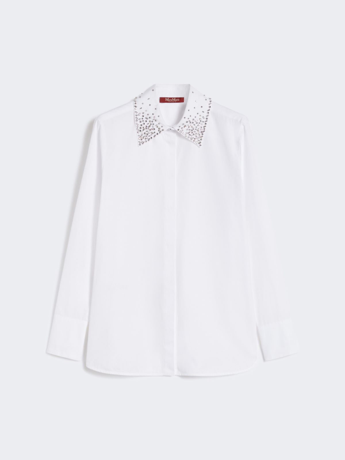 Crystal-adorned poplin shirt - OPTICAL WHITE - Max Mara - 10