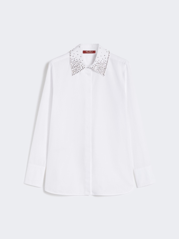 Crystal-adorned poplin shirt - OPTICAL WHITE - Max Mara