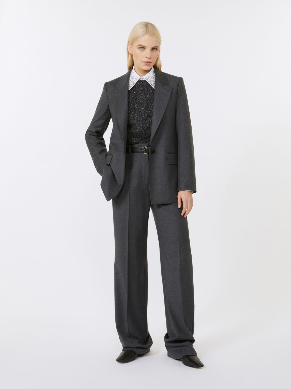Crystal-adorned poplin shirt - OPTICAL WHITE - Max Mara