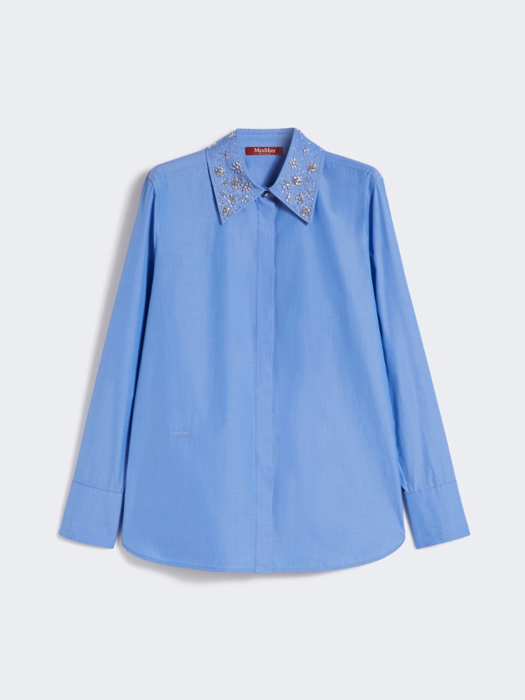 Crystal-adorned poplin shirt - LIGHT BLUE - Max Mara