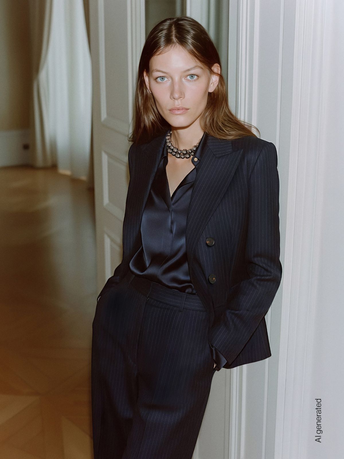 Patterned stretch wool trousers + NAVY - Max Mara