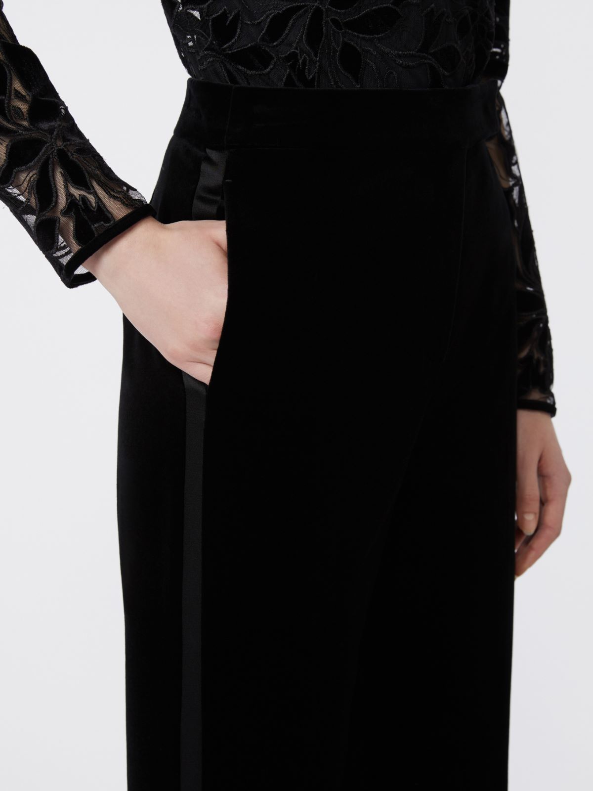 Velvet Tuxedo trousers - BLACK - Max Mara - 4