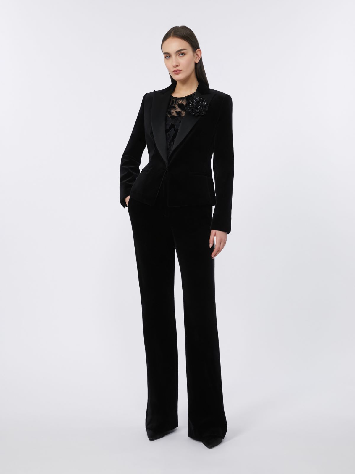 Velvet Tuxedo trousers - BLACK - Max Mara