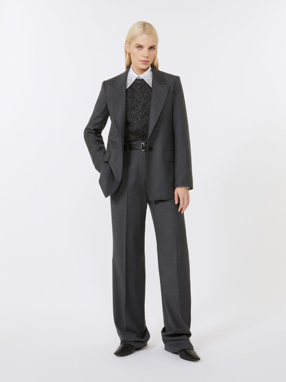 Pantalon en flanelle stretch - GRIS FONCE - Max Mara - 9