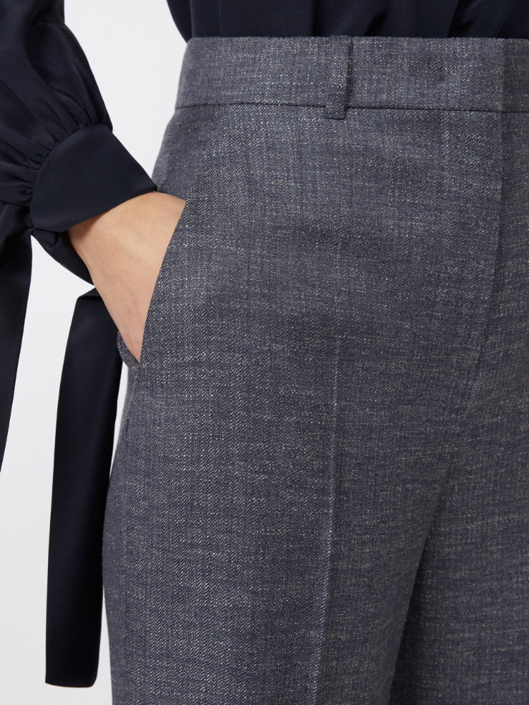 パンツ Max Mara Studio Melange blue wool blend Eziana pant Wool pants medium grey | Max Mara
