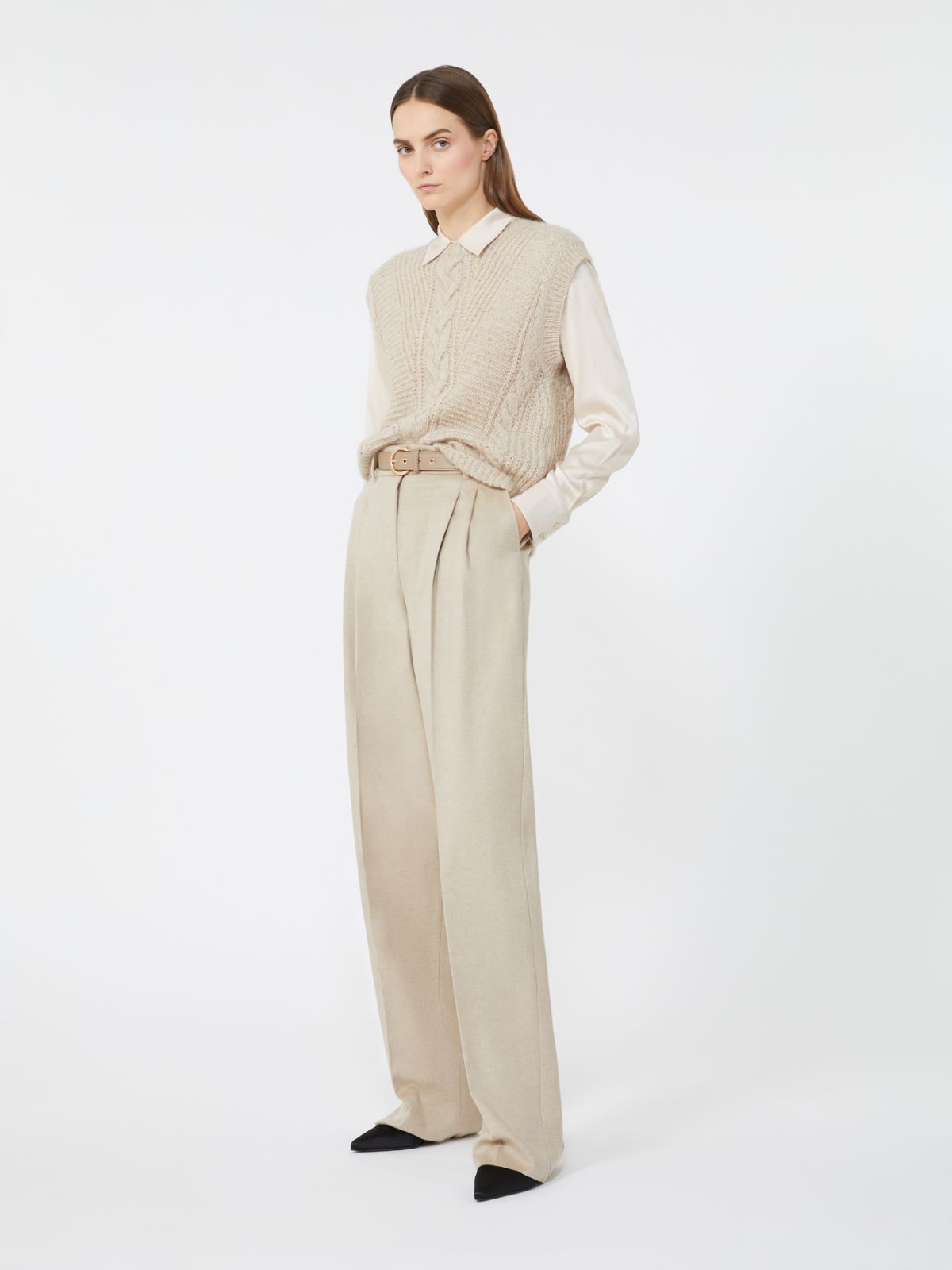 Flowing pure wool trousers - BEIGE - Max Mara