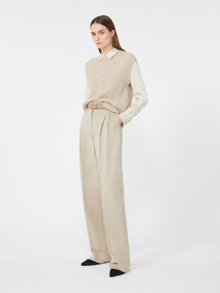 Flowing pure wool trousers - BEIGE - Max Mara