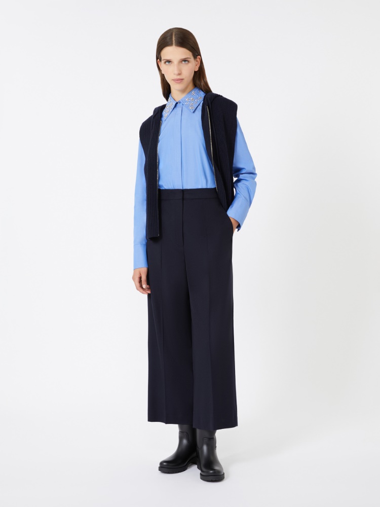 Cropped trousers in lightweight wool - NAVY - Max Mara