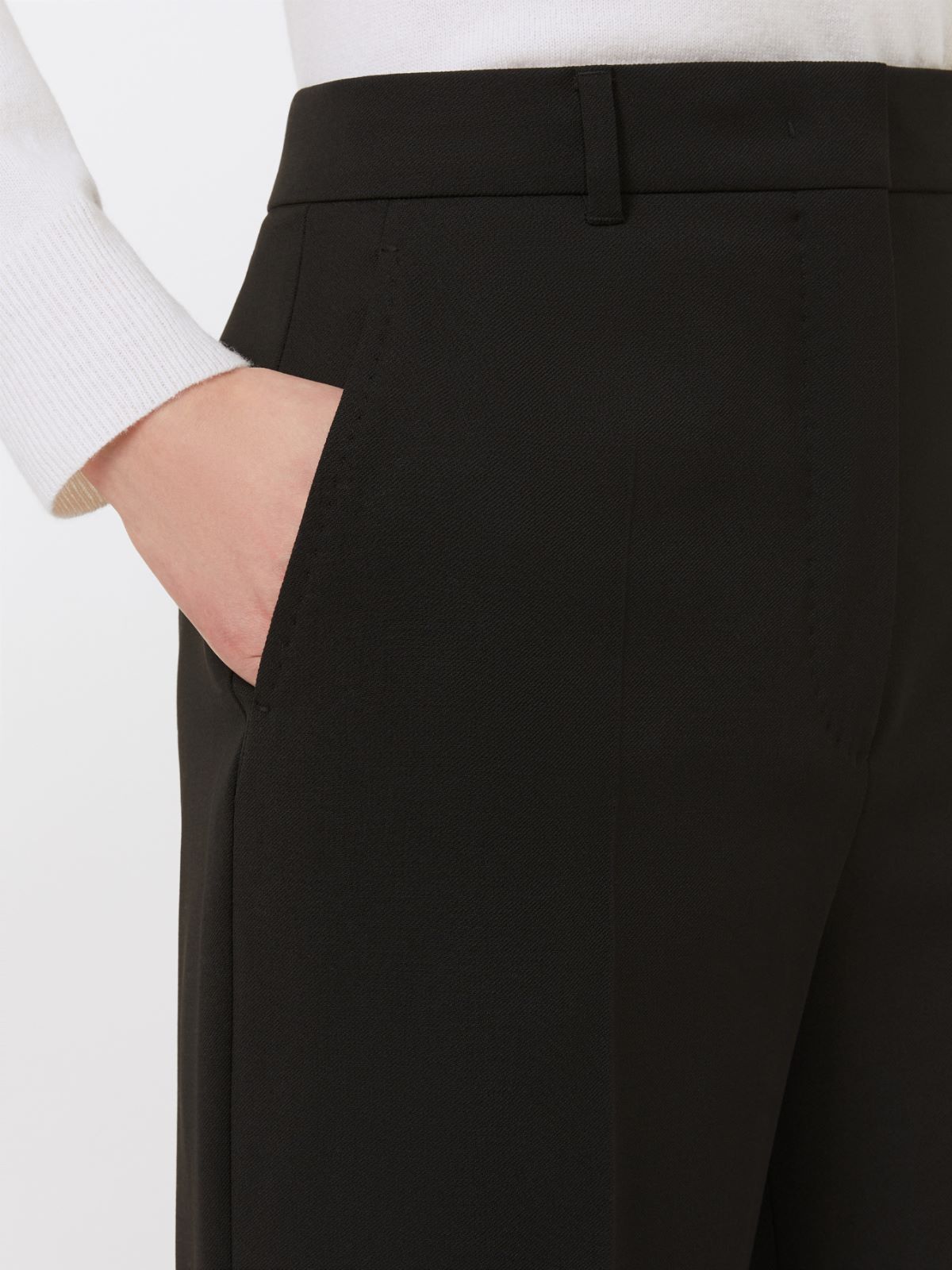 Wool crepe trousers - BLACK - Max Mara - 4