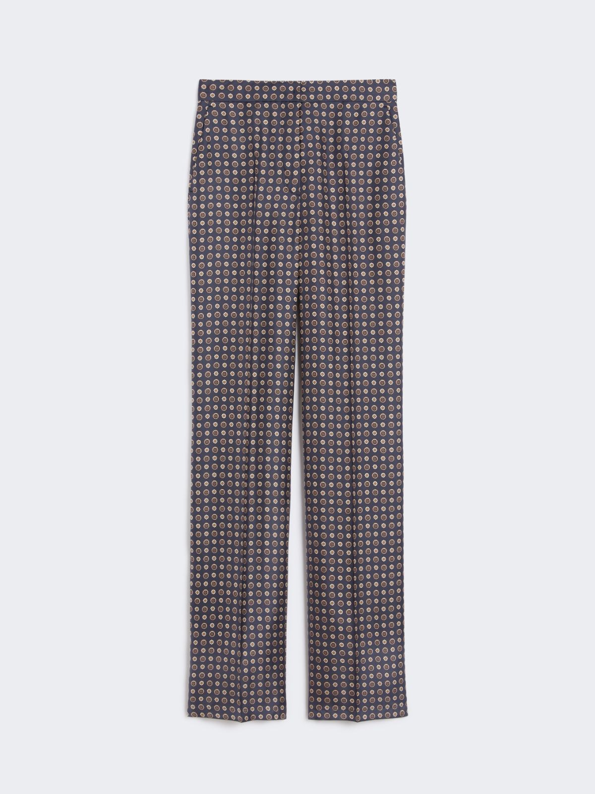 Straight-fit printed silk trousers - NAVY - Max Mara - 8
