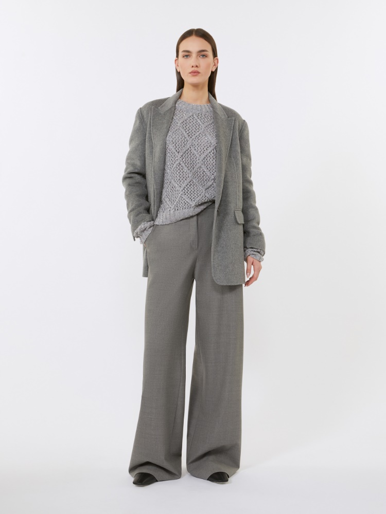 Drawstring trousers in wool twill - MEDIUM GREY - Max Mara
