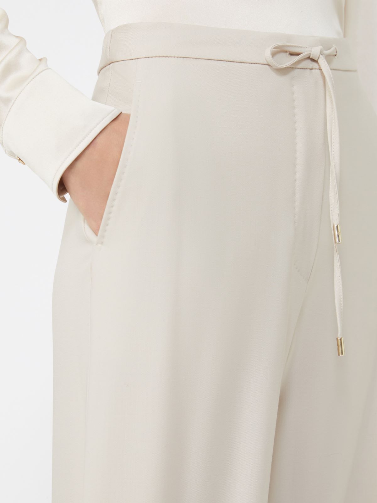 Wool twill drawstring trousers - BEIGE - Max Mara - 4