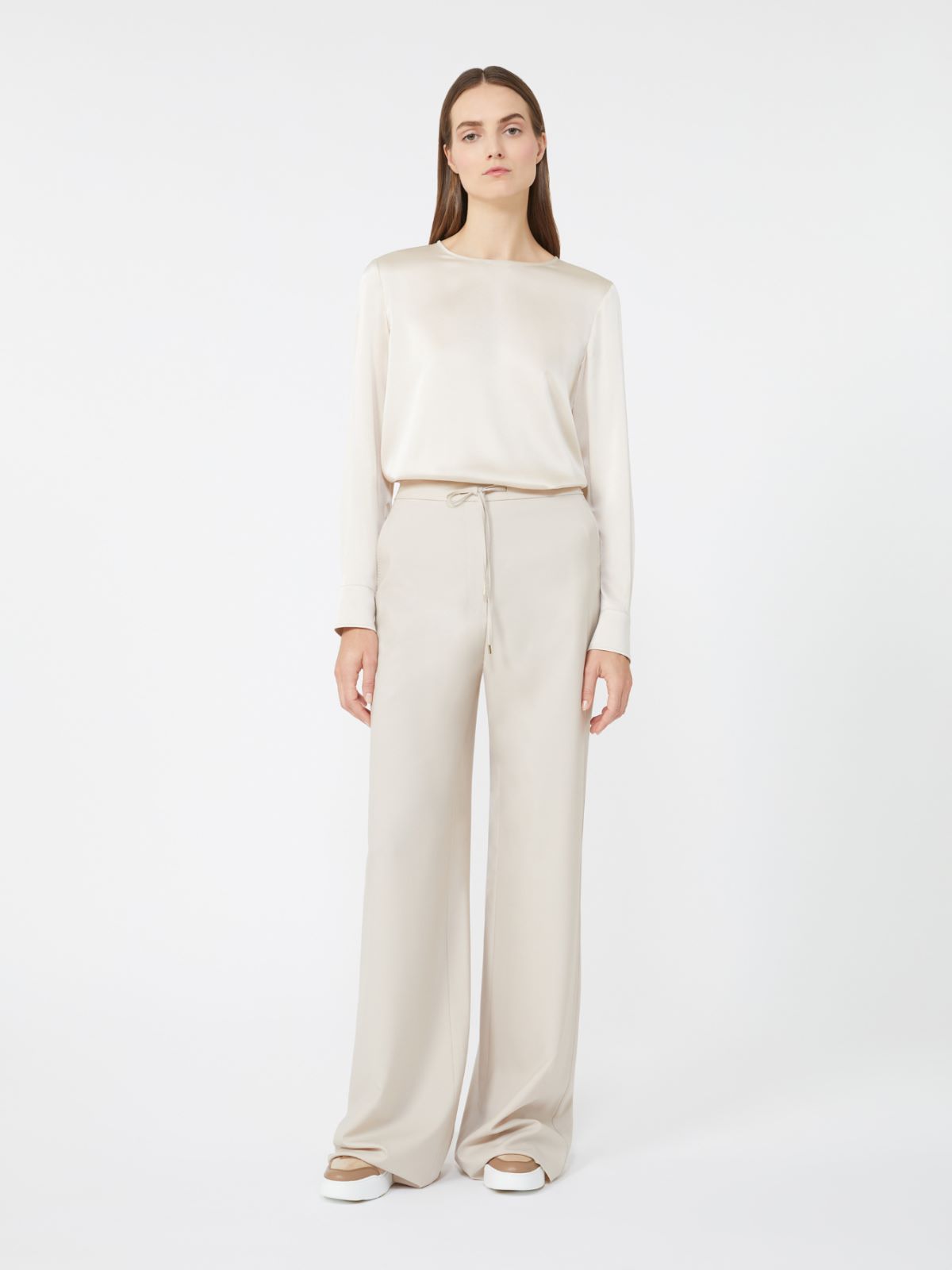 Wool twill drawstring trousers - BEIGE - Max Mara