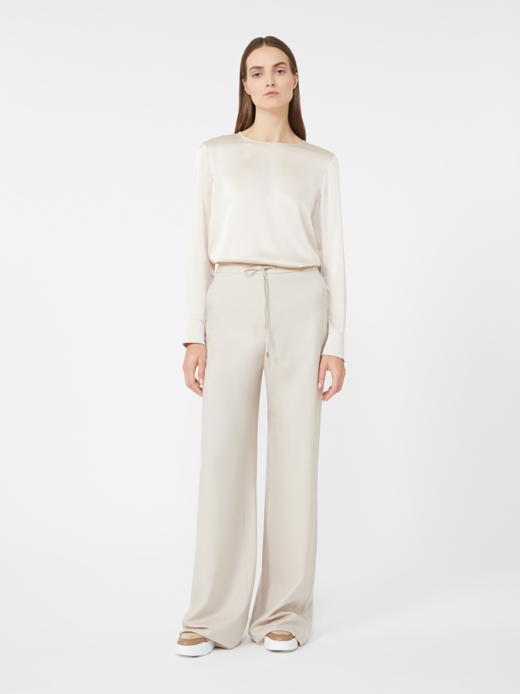 Wool twill drawstring trousers - BEIGE - Max Mara