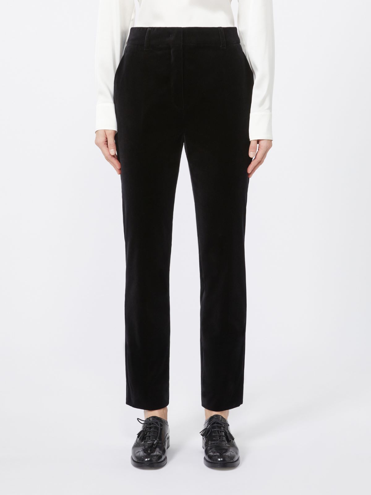 Slim-fit velvet cigarette trousers - BLACK - Max Mara - 2