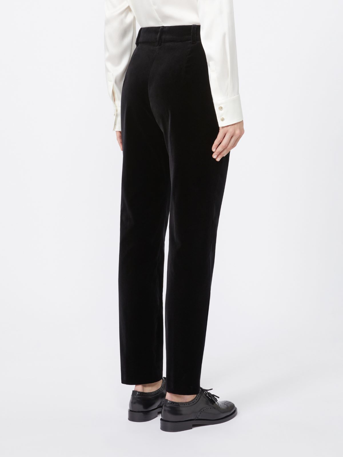 Slim-fit velvet cigarette trousers - BLACK - Max Mara - 3