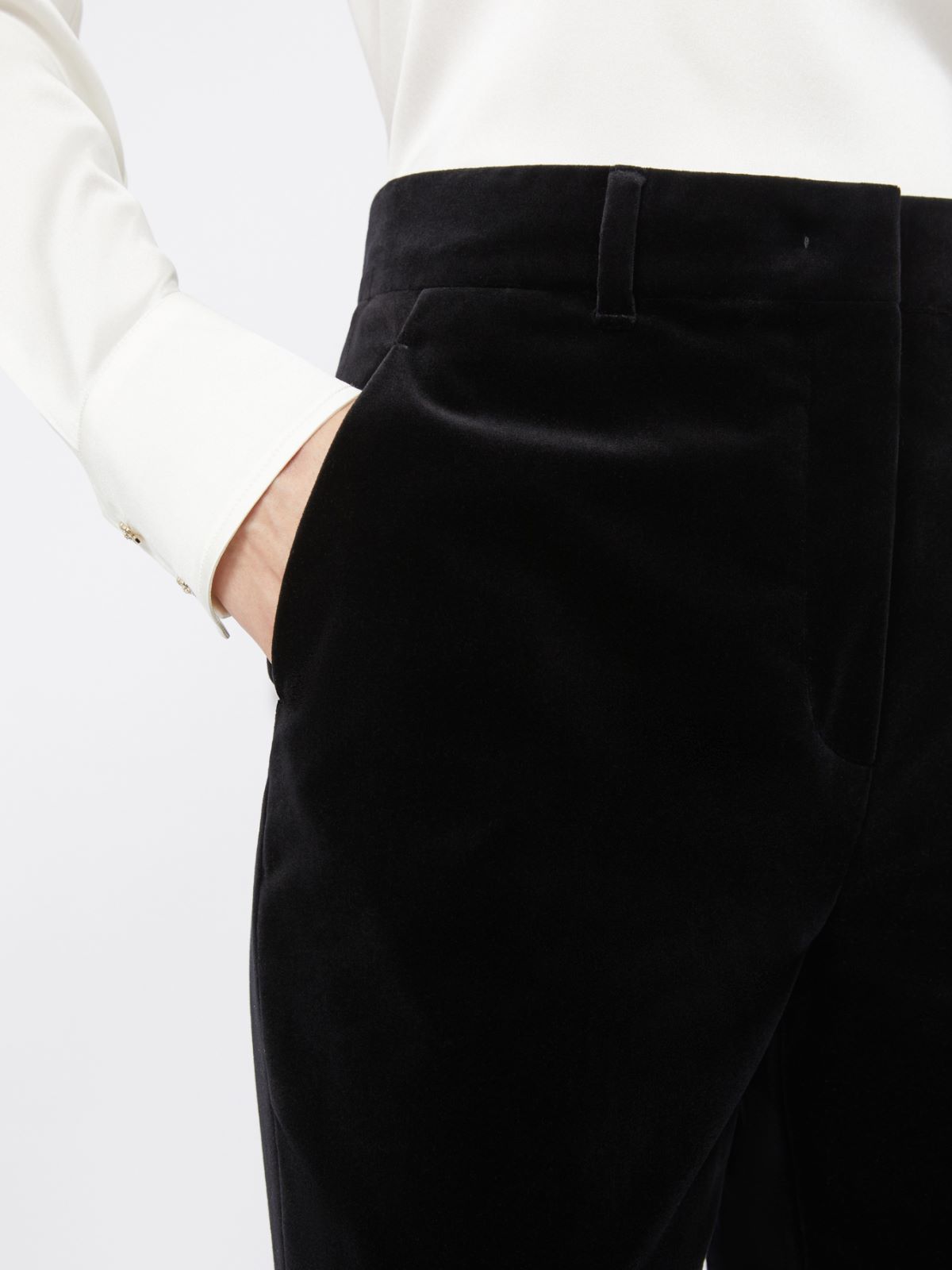 Slim-fit velvet cigarette trousers - BLACK - Max Mara - 4