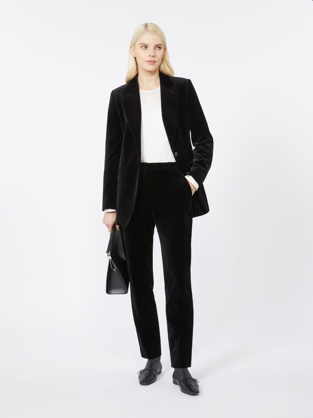 Slim-fit velvet cigarette trousers - BLACK - Max Mara