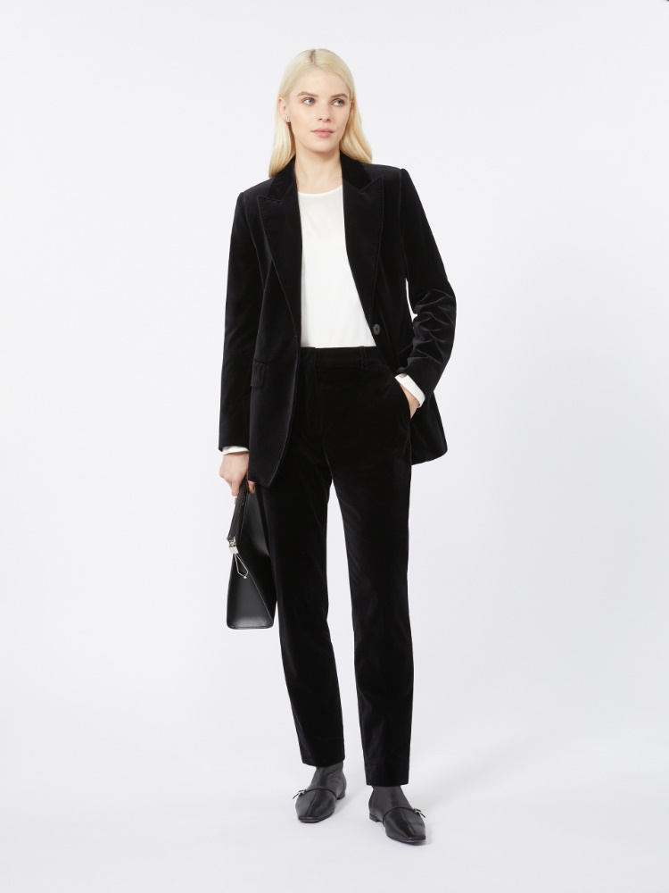 Slim-fit velvet cigarette trousers - BLACK - Max Mara