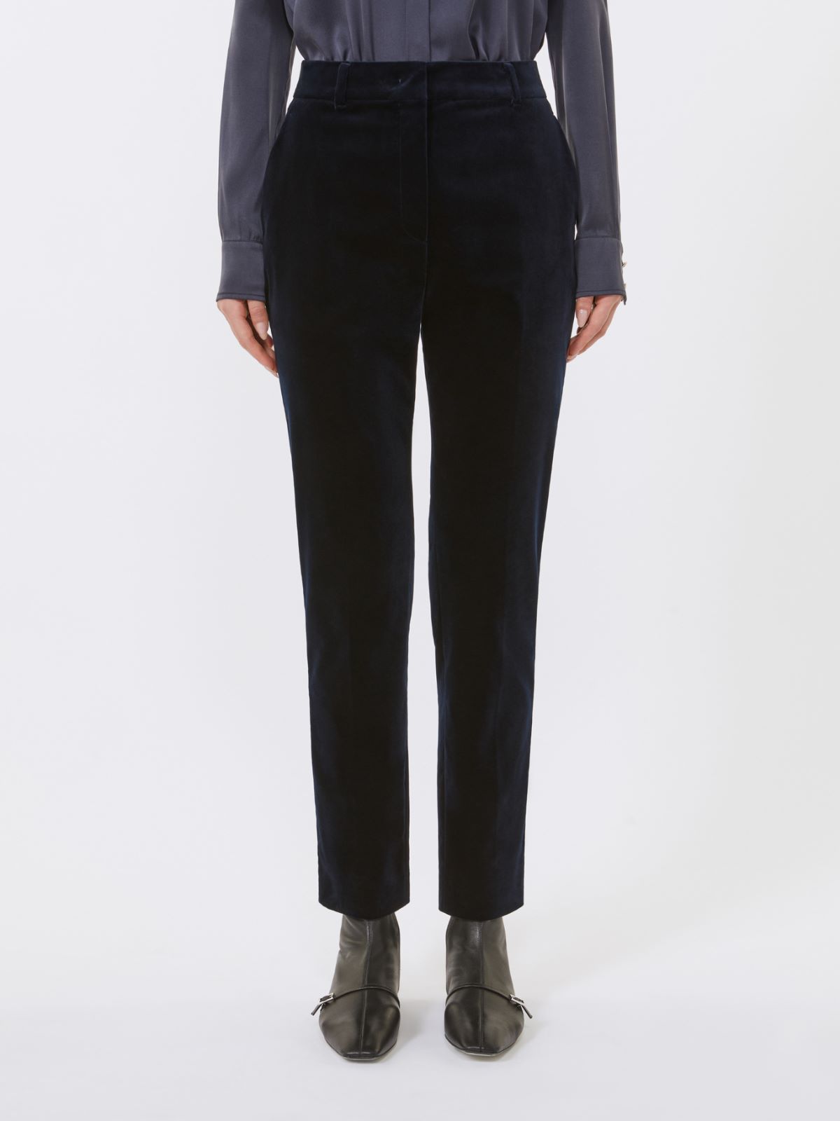Slim-fit velvet cigarette trousers - NAVY - Max Mara - 2