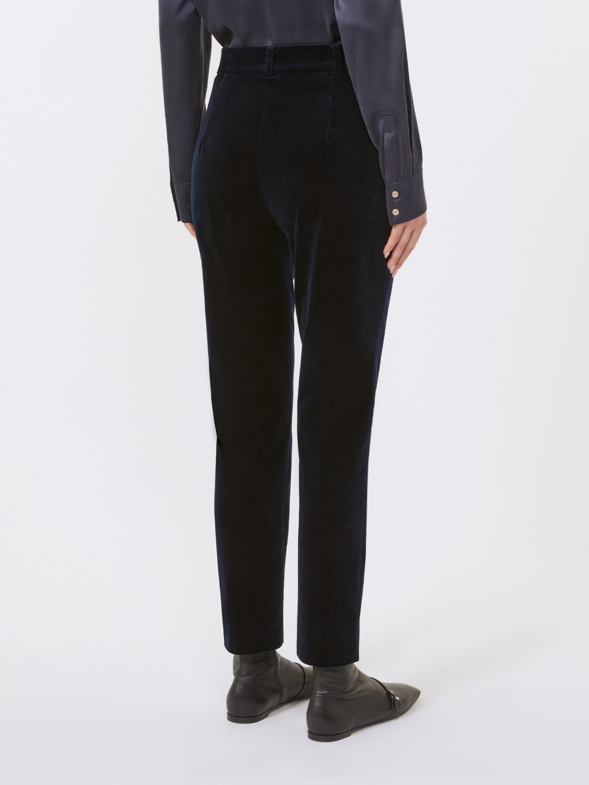 Slim-fit velvet cigarette trousers - NAVY - Max Mara - 3