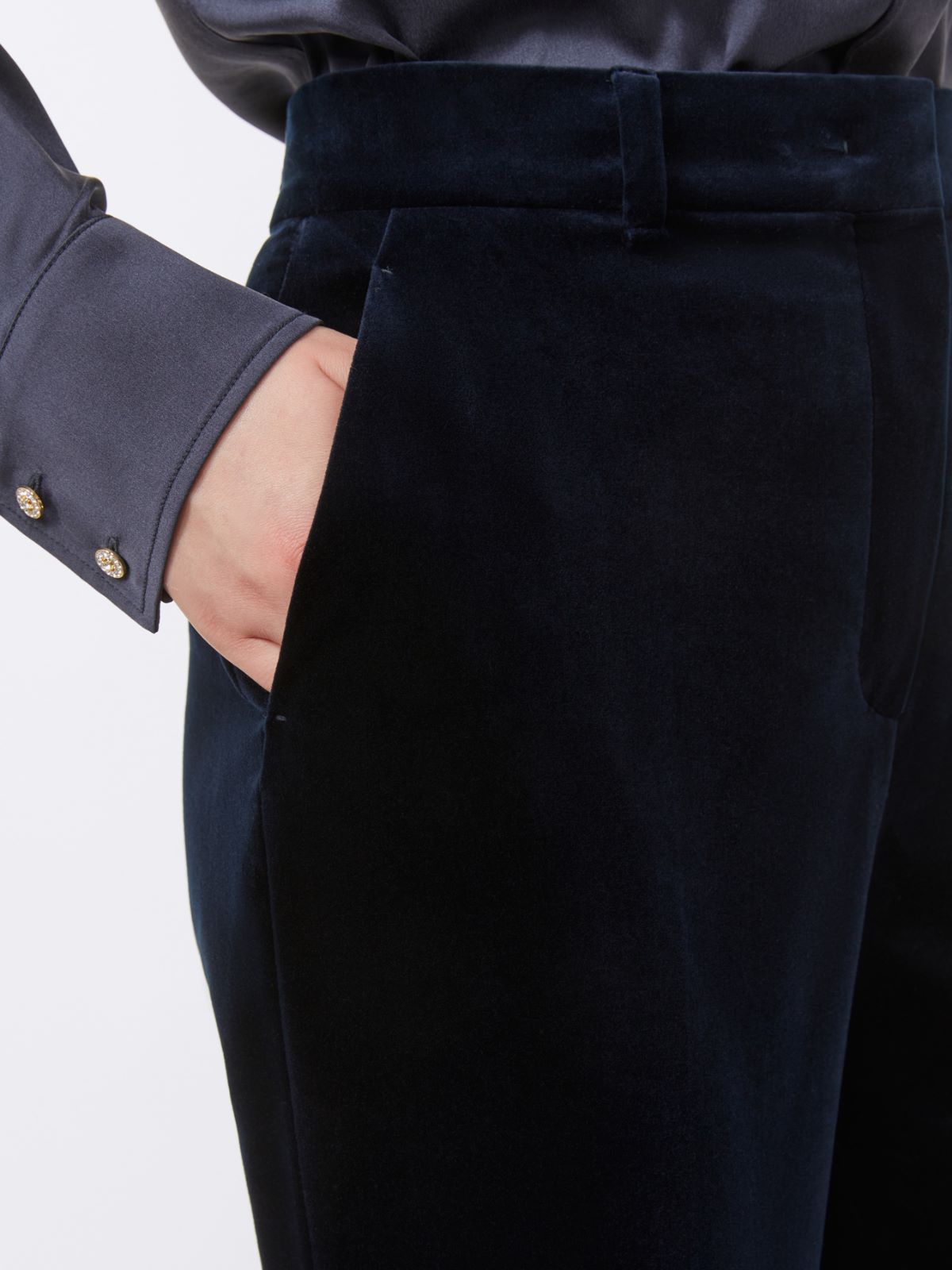 Slim-fit velvet cigarette trousers - NAVY - Max Mara - 4