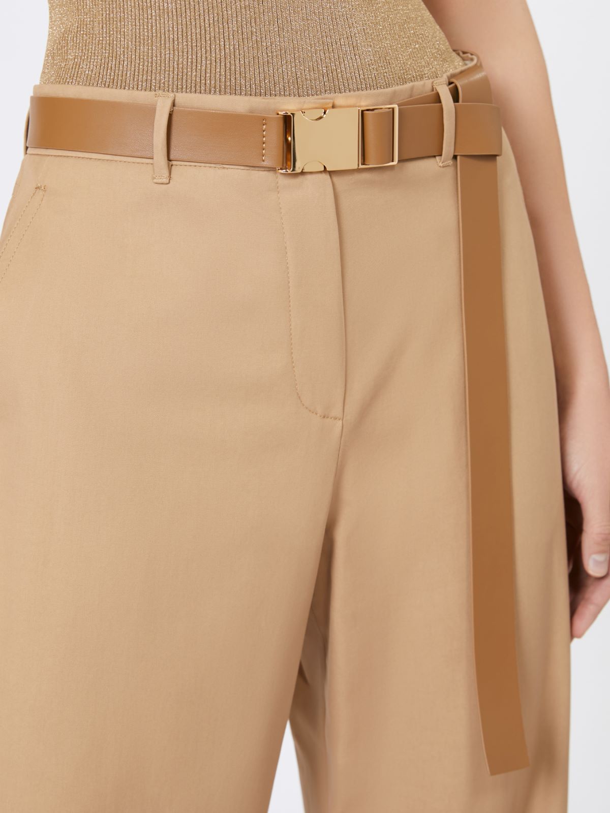 Pantalon en batavia de coton - POIL DE CHAMEAU - Max Mara - 4