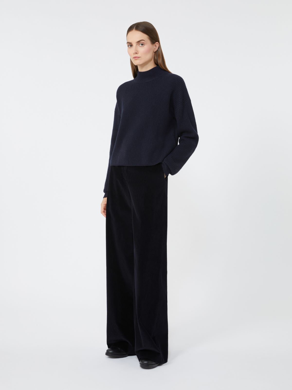 Flared velvet trousers + MIDNIGHTBLUE - Max Mara