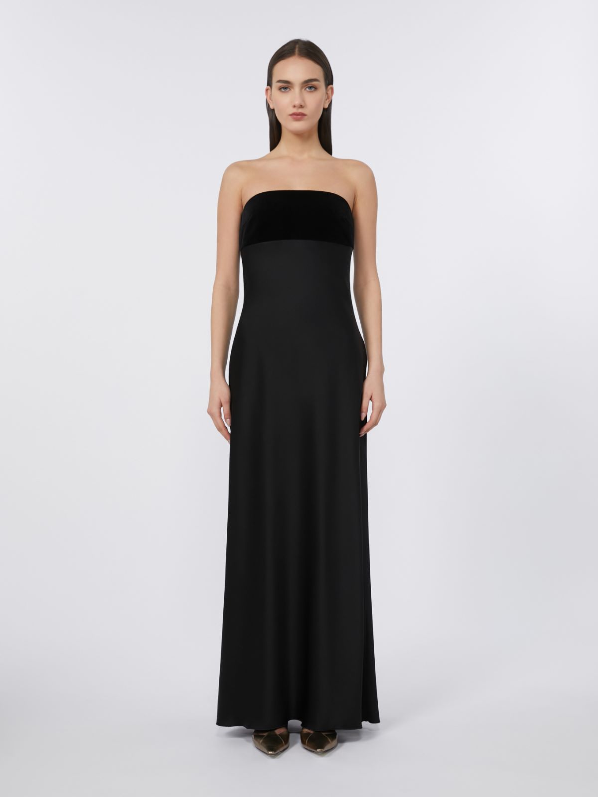 Enver satin and velvet bustier dress - BLACK - Max Mara - 2