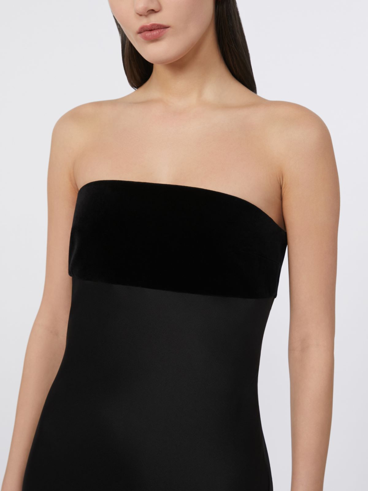 Enver satin and velvet bustier dress - BLACK - Max Mara - 4