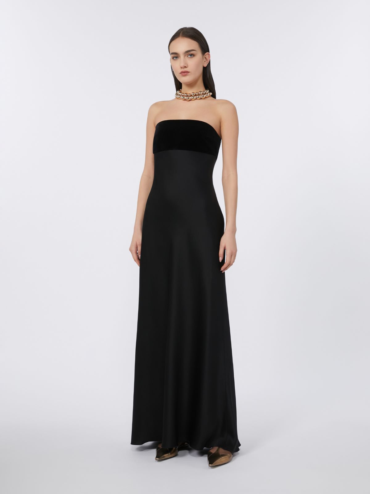 Enver satin and velvet bustier dress - BLACK - Max Mara
