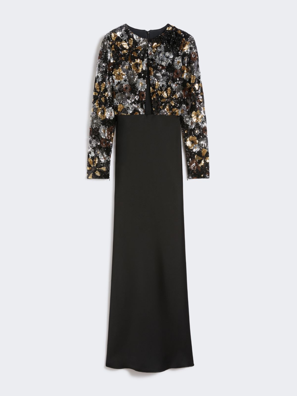 Embroidered tulle and enver satin dress - BLACK - Max Mara - 9