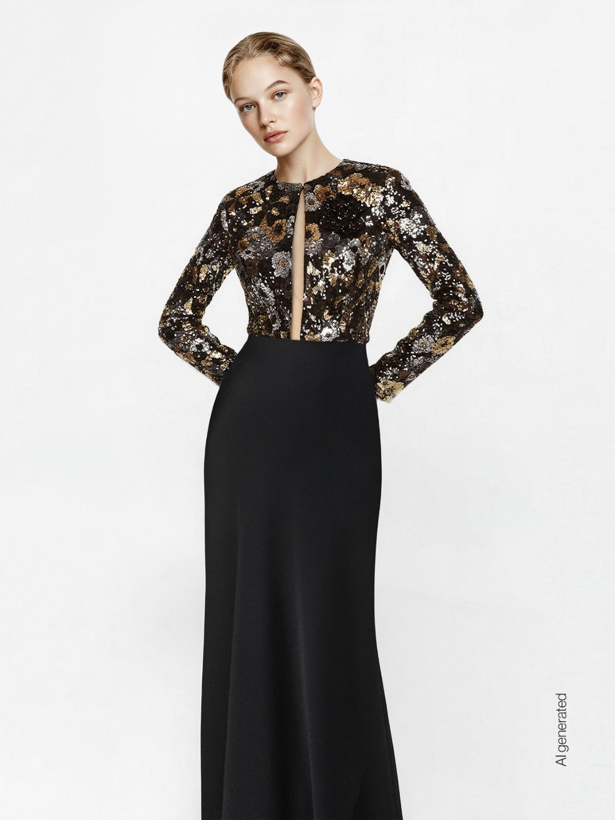Abito in tulle ricamato ed enver satin - NERO - Max Mara