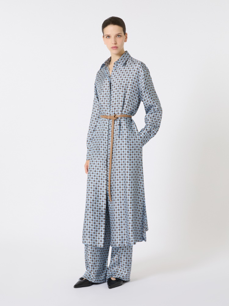 Printed silk shirt dress - LIGHT BLUE - Max Mara