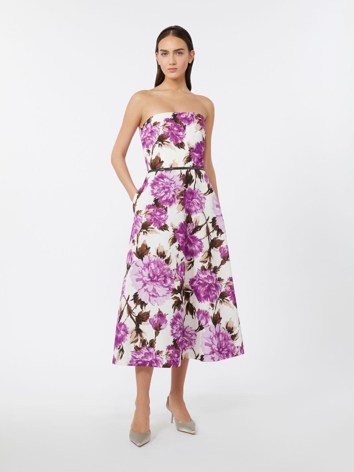 Printed faille bustier dress - WHITE - Max Mara