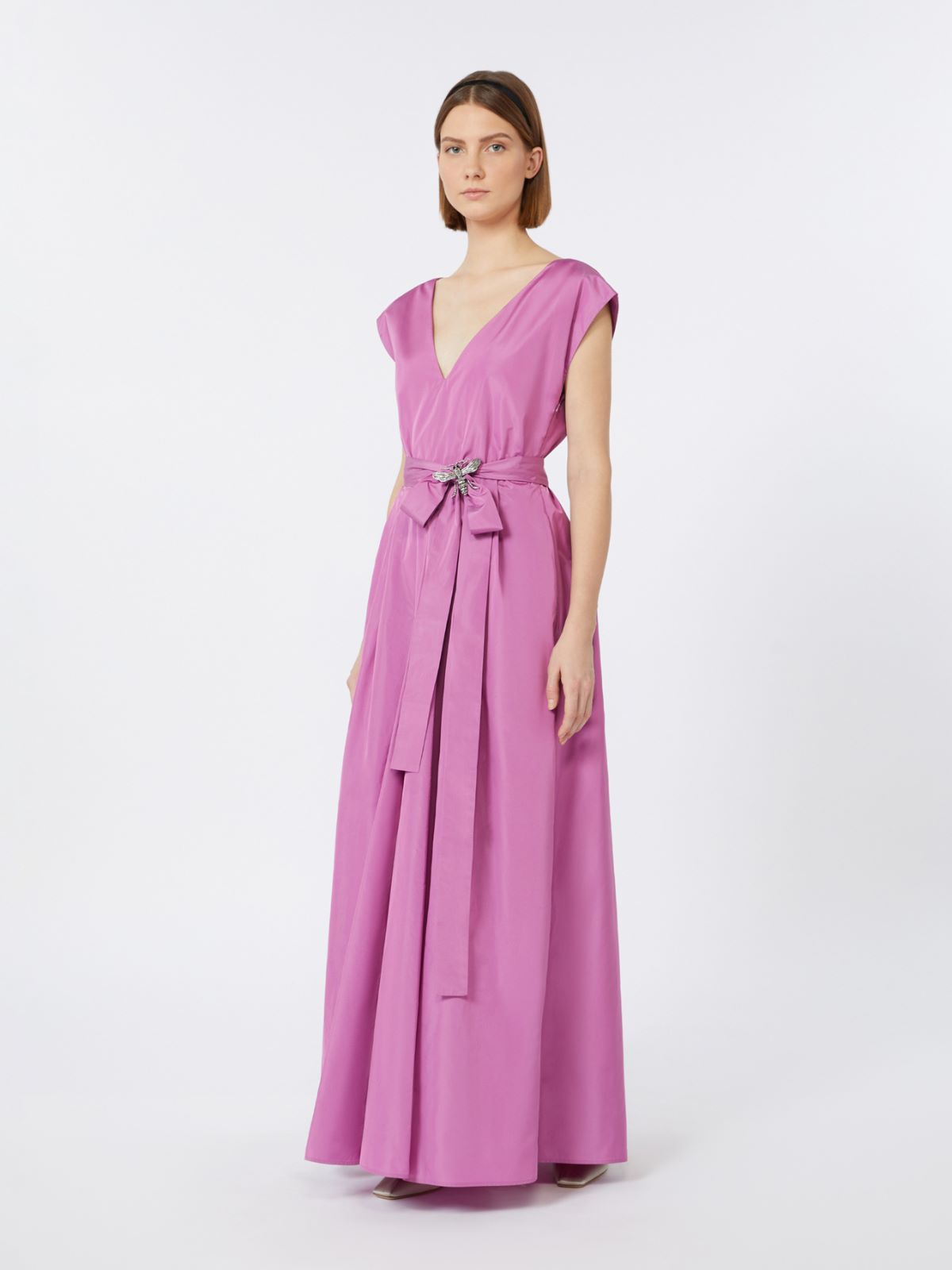 Long taffeta dress with belt - HYDRANGEA PINK - Max Mara
