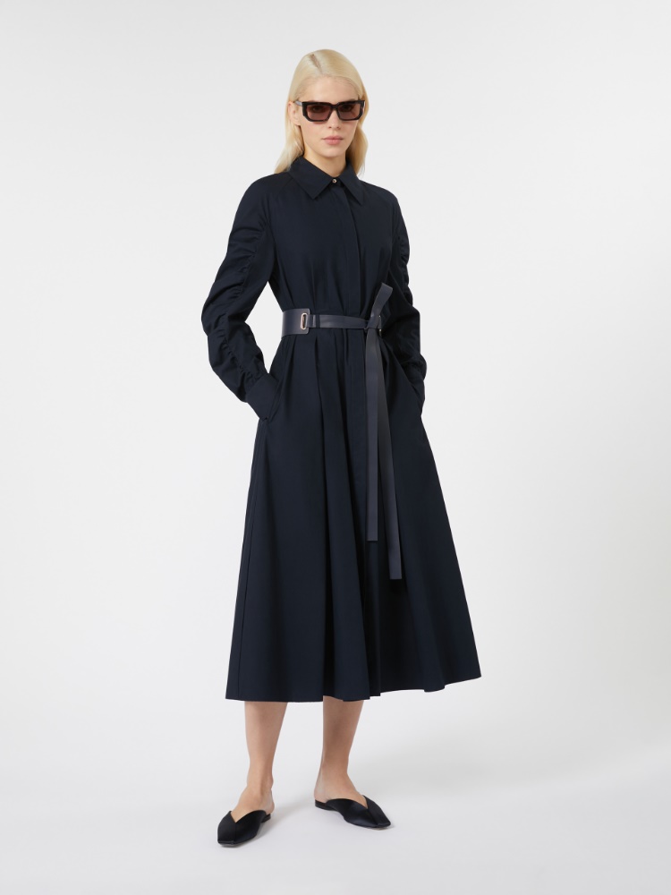 Cotton poplin shirt dress - NAVY - Max Mara