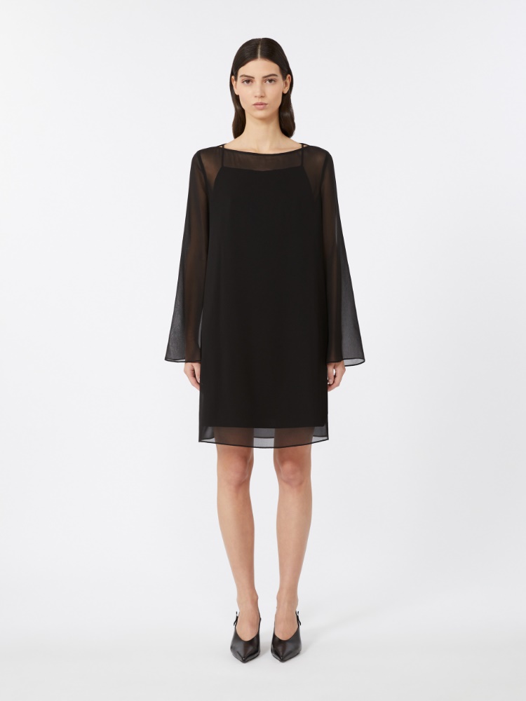 パッジ] ピュア シルク ジョーゼット ドレス, black | Max Mara