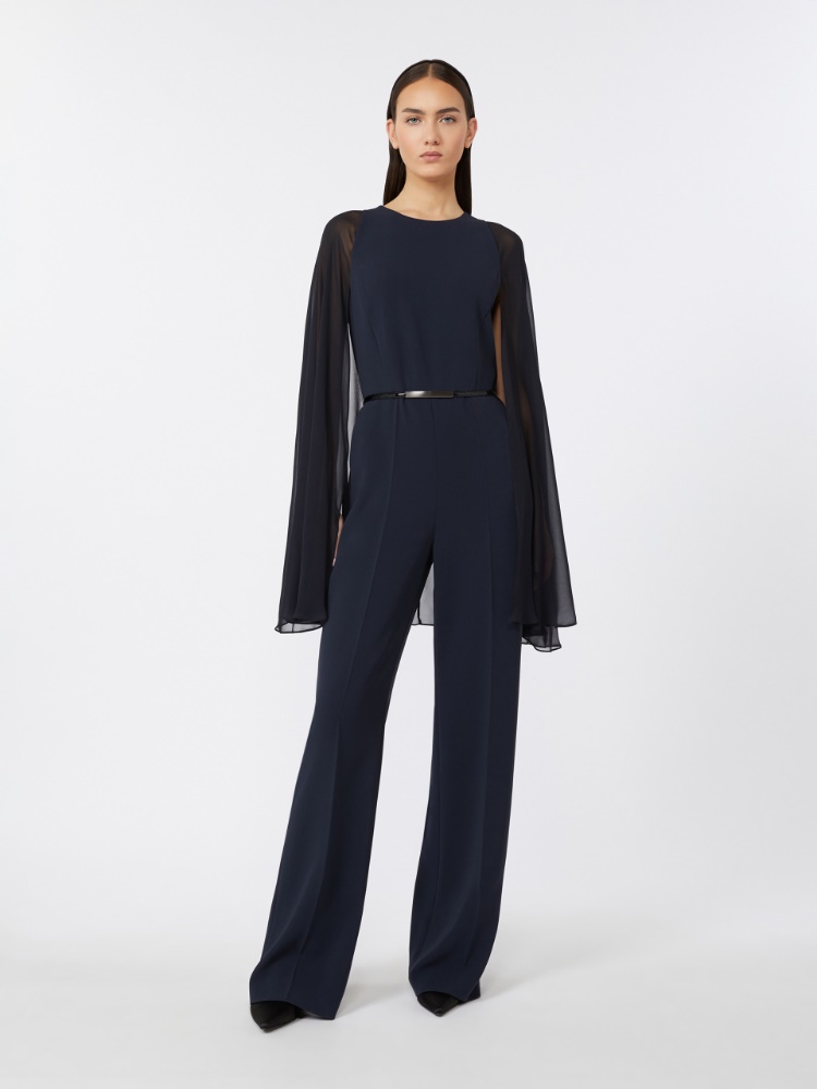 Tuta in cady con cappa - BLU NOTTE - Max Mara