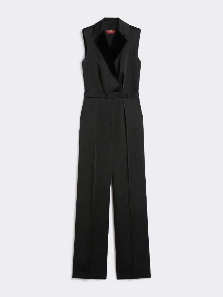 Tuta smoking in enver satin - NERO - Max Mara