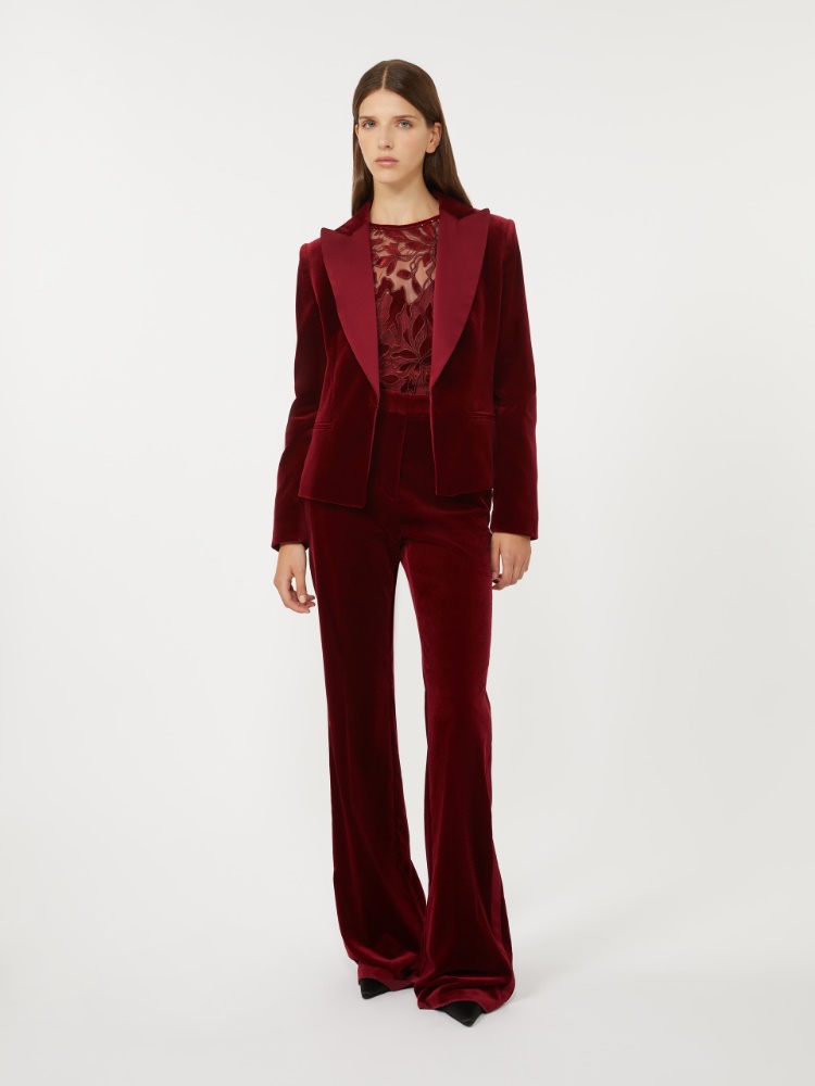 Tulle T-shirt with velvet embroidery - BORDEAUX - Max Mara