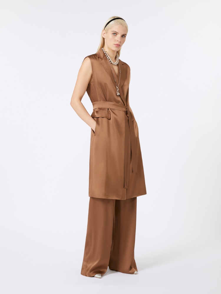 Envers satin sleeveless jacket - BROWN - Max Mara