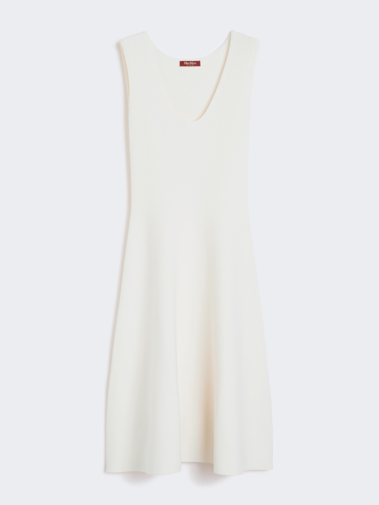 Stretch viscose calf-length dress - WHITE - Max Mara