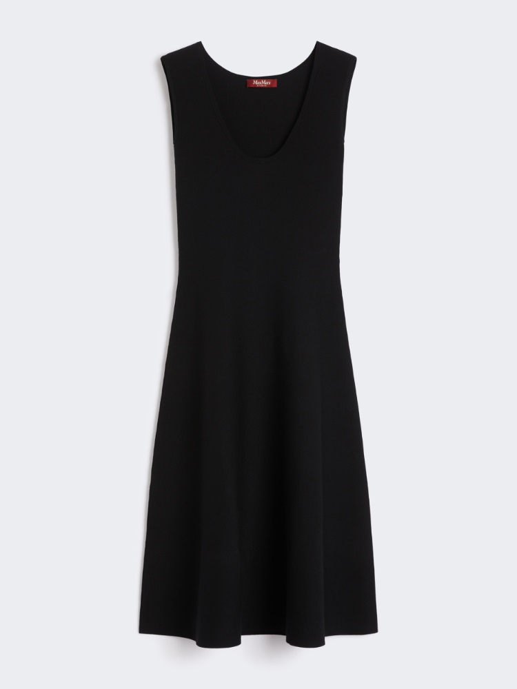 Stretch viscose calf-length dress - BLACK - Max Mara