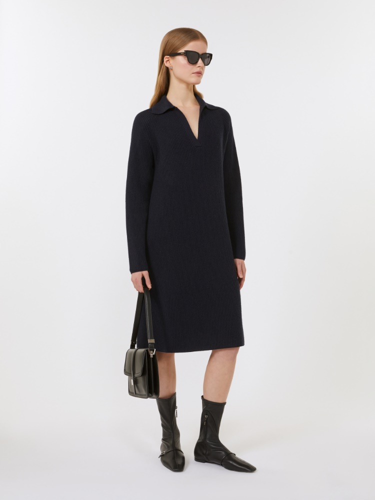 Relaxed-fit wool and cashmere dress - NAVY - Max Mara