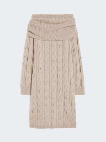 MAX MARA ACERI KNIT LONG DRESS ニット Slim-fit wool dress, hazelnut brown | 