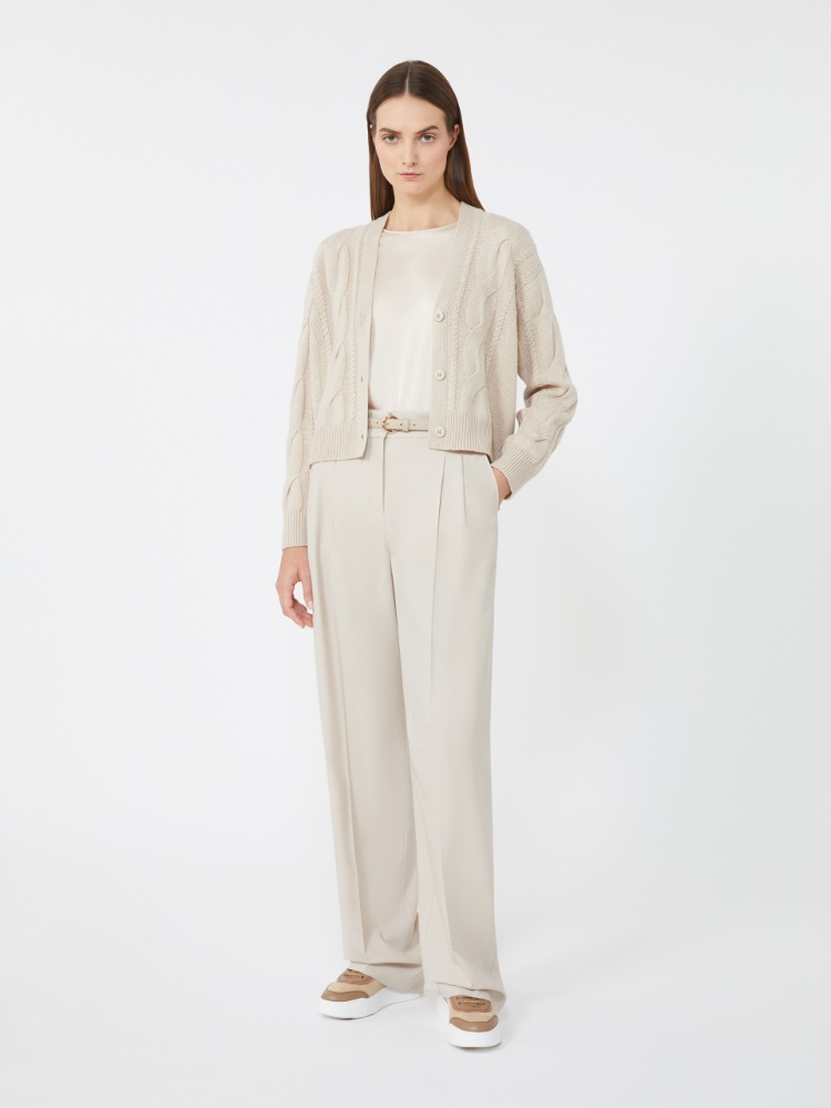 Cable-knit wool and cashmere cardigan - BEIGE - Max Mara