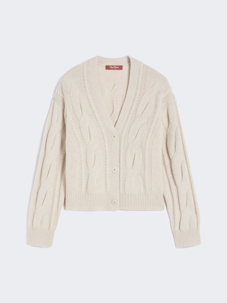 Cable-knit wool and cashmere cardigan - BEIGE - Max Mara